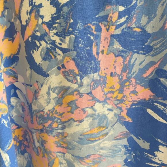 QUACKER FACTORY 1X Top Split Neck Rhinestones Abstract Artsy 3/4 Sleeves Blue - Picture 5 of 7